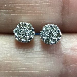 Diamond Stud Earrings Silver 1/3 TCW Cluster 💎